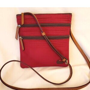 DOONEY & BOURKE Triple Zipper Crossbody Bag Red Nylon
